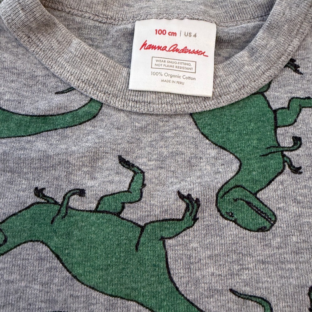 Hanna Andersson  Dinosaur Print Kids Pajamas size 100 - Picture 3 of 4